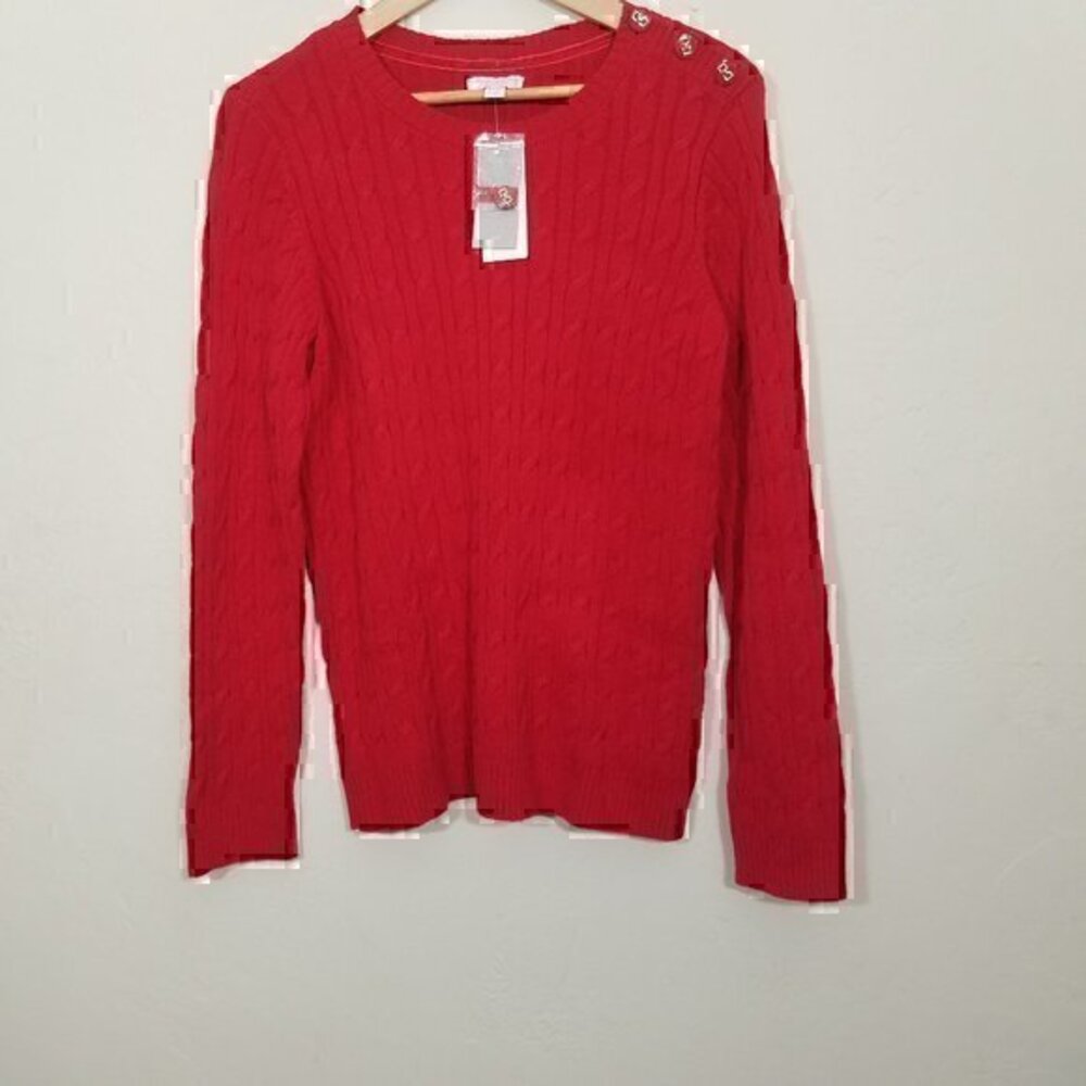 NWT Charter Club Cnt Cable Crew Sweater Red Size 0X